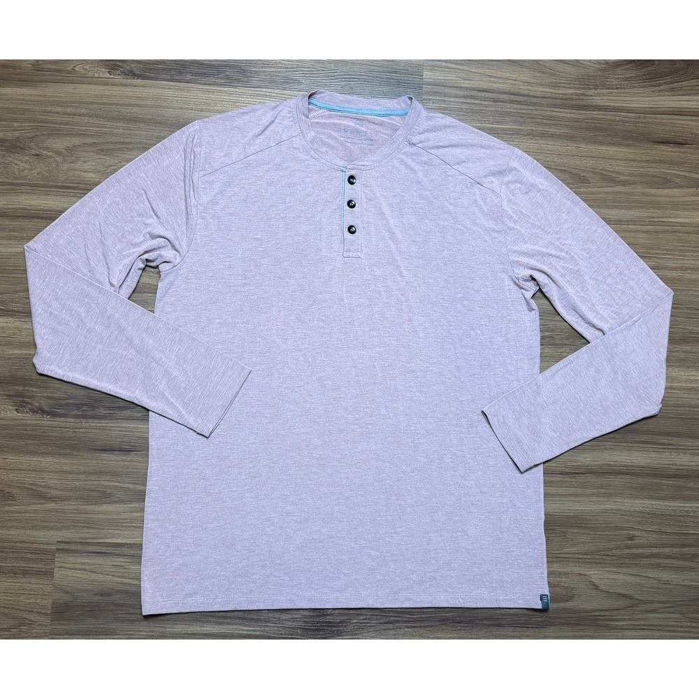 Free Fly Mens Bamboo Henley Long Sleeve Shirt Heather Mauve Pink Sz 2XL